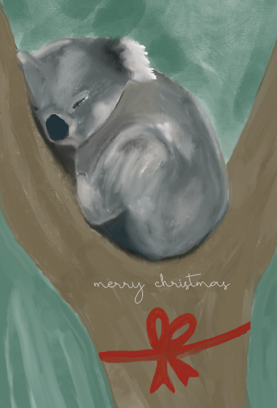 Sleeping Koala Christmas Card