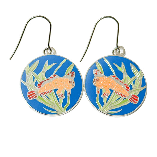 Red Handfish enamel earrings